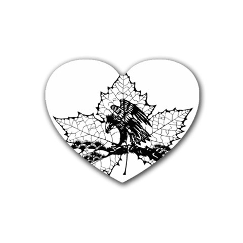 Maple & Eagle Rubber Coaster (Heart) from ArtsNow.com Front