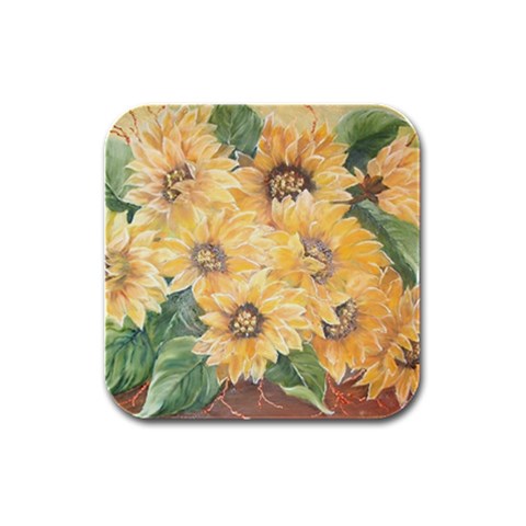 GIRASSOIS I Rubber Square Coaster (4 pack) from ArtsNow.com Front