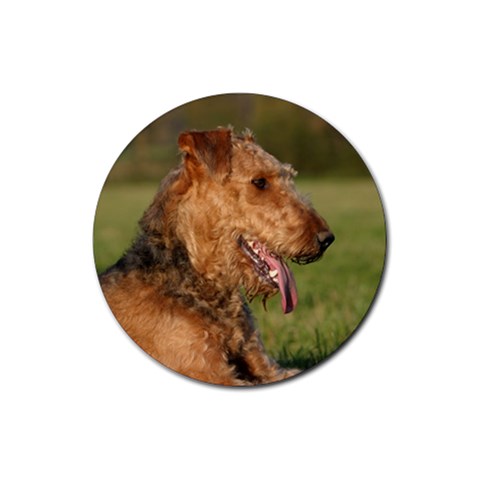 Airedale Terrier Dog Rubber Round Coaster (4 pack) from ArtsNow.com Front