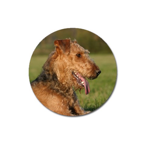 Airedale Terrier Dog Magnet 3  (Round) from ArtsNow.com Front