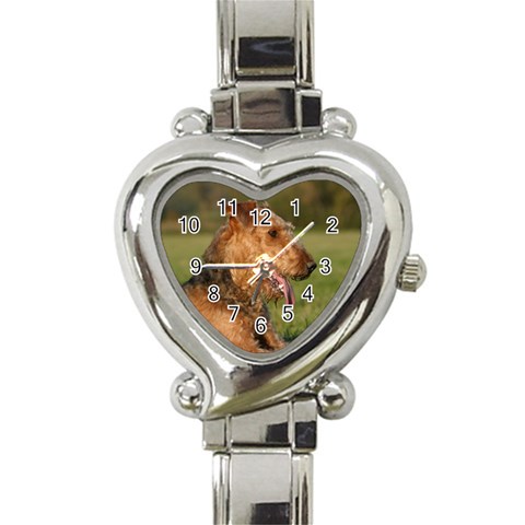 Airedale Terrier Dog Heart Italian Charm Watch from ArtsNow.com Front