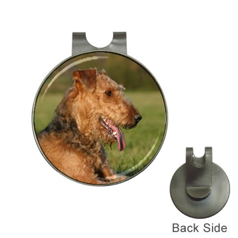 Airedale Terrier Dog Golf Ball Marker Hat Clip from ArtsNow.com Front