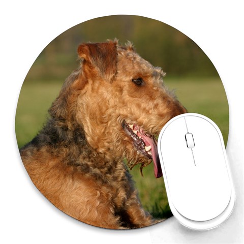 Airedale Terrier Dog Round Mousepad from ArtsNow.com Front