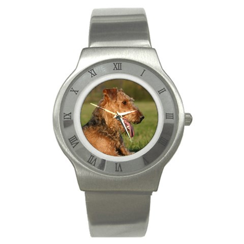 Airedale Terrier Dog Stainless Steel Watch from ArtsNow.com Front