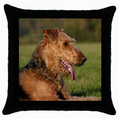 Airedale Terrier Dog Throw Pillow Case (Black) from ArtsNow.com Front