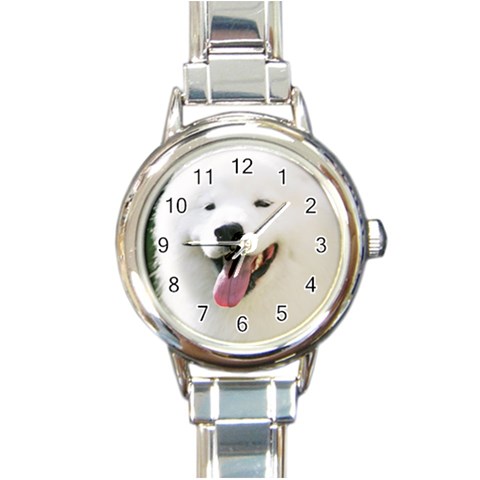 American Eskimo Dog Round Italian Charm Watch from ArtsNow.com Front