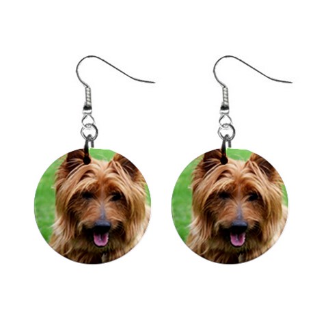 Australian Terrier Dog 1  Button Earrings from ArtsNow.com Front