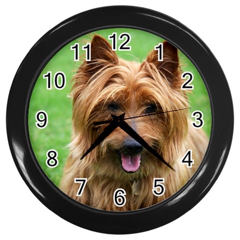 Australian Terrier Dog Wall Clock (Black) from ArtsNow.com Front