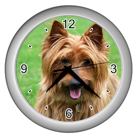 Australian Terrier Dog Wall Clock (Silver) from ArtsNow.com Front