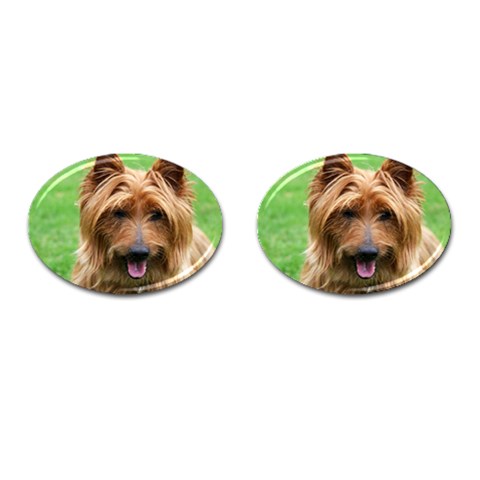 Australian Terrier Dog Cufflinks (Oval) from ArtsNow.com Front(Pair)