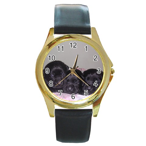 Labrador Retriever Dog Round Gold Metal Watch from ArtsNow.com Front