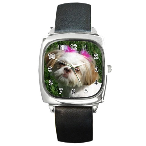 Shih Tzu Dog Square Metal Watch from ArtsNow.com Front