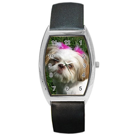 Shih Tzu Dog Barrel Style Metal Watch from ArtsNow.com Front