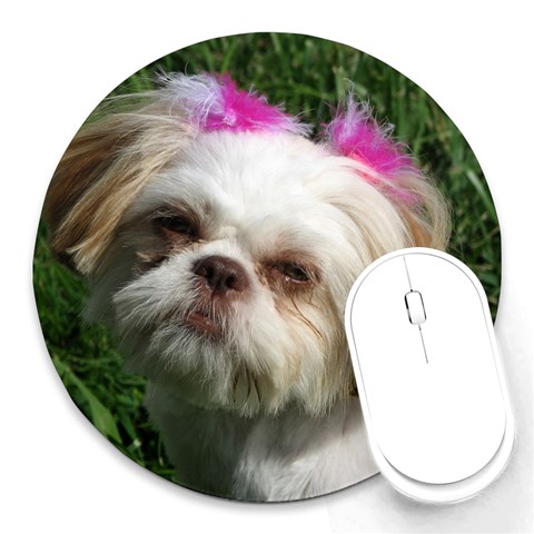 Shih Tzu Dog Round Mousepad from ArtsNow.com Front