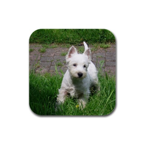 West Highland White Terrier Westie Dog Rubber Square Coaster (4 pack) from ArtsNow.com Front