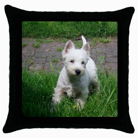 West Highland White Terrier Westie Dog Throw Pillow Case (Black) from ArtsNow.com Front