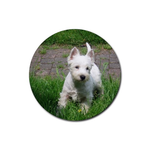 West Highland White Terrier Westie Dog Rubber Round Coaster (4 pack) from ArtsNow.com Front