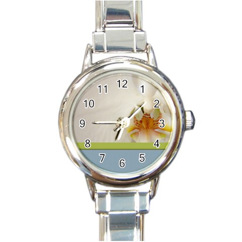 Wedding Orchid Round Italian Charm Watch from ArtsNow.com Front