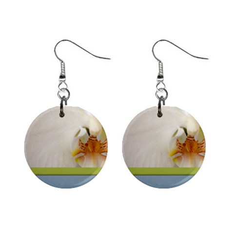 Wedding Orchid 1  Button Earrings from ArtsNow.com Front