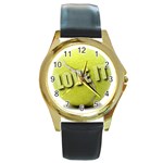 Tennis Ball Round Gold Metal Watch