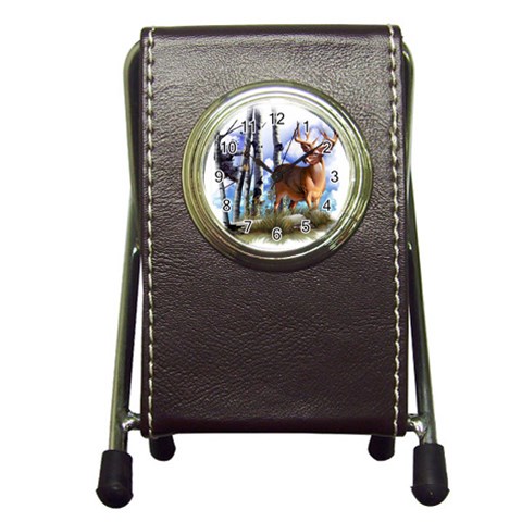 Deer Hunter Pen Holder Desk Clock from ArtsNow.com Front