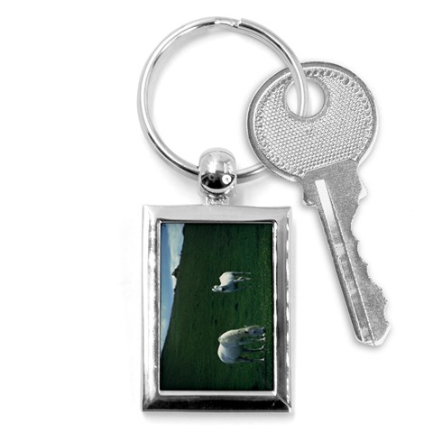 Two White Horses 0002 Key Chain (Rectangle) from ArtsNow.com Front