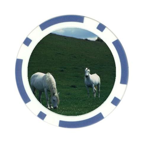 Two White Horses 0002 Poker Chip Card Guard from ArtsNow.com Front