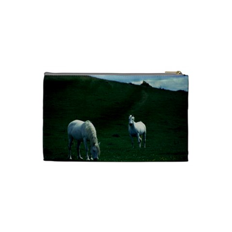 Two White Horses 0002 Cosmetic Bag (Small) from ArtsNow.com Back