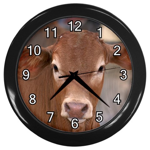 Brown Cow  0003 Wall Clock (Black) from ArtsNow.com Front