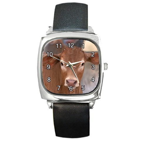 Brown Cow  0003 Square Metal Watch from ArtsNow.com Front