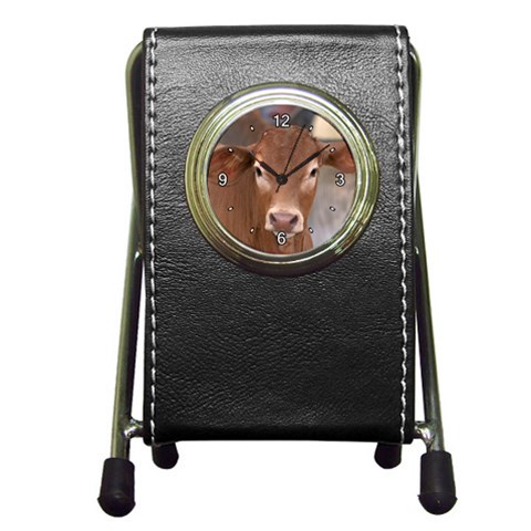 Brown Cow  0003 Pen Holder Desk Clock from ArtsNow.com Front