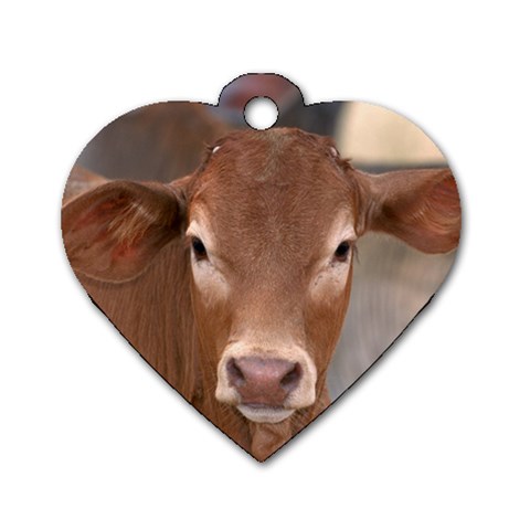 Brown Cow  0003 Dog Tag Heart (Two Sides) from ArtsNow.com Front