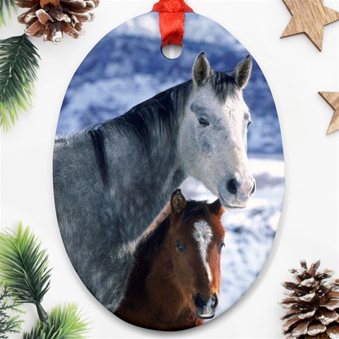 Winter Horses 0004 Ornament (Oval) from ArtsNow.com Front