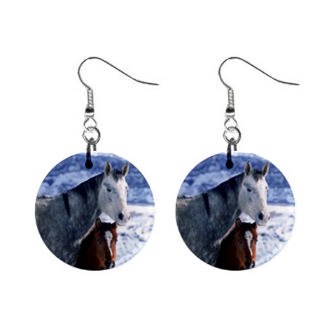 Winter Horses 0004 1  Button Earrings from ArtsNow.com Front