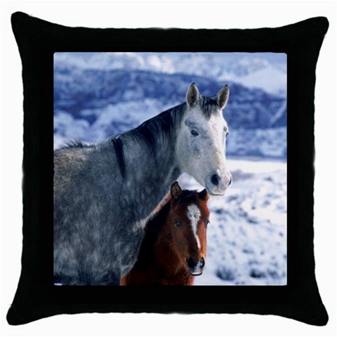 Winter Horses 0004 Throw Pillow Case (Black) from ArtsNow.com Front