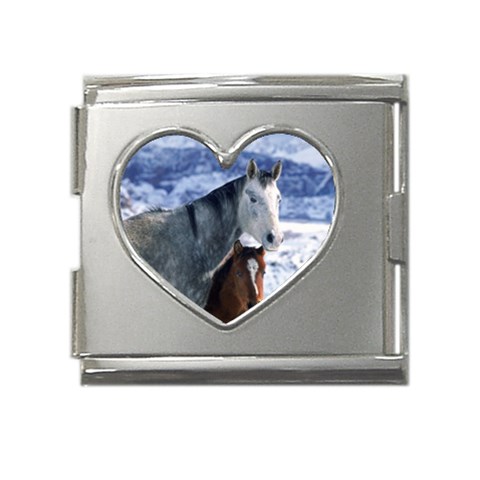 Winter Horses 0004 Mega Link Heart Italian Charm (18mm) from ArtsNow.com Front