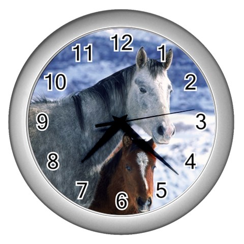 Winter Horses 0004 Wall Clock (Silver) from ArtsNow.com Front