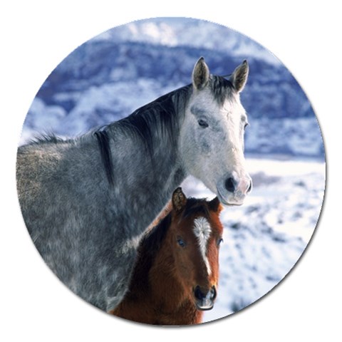 Winter Horses 0004 Magnet 5  (Round) from ArtsNow.com Front