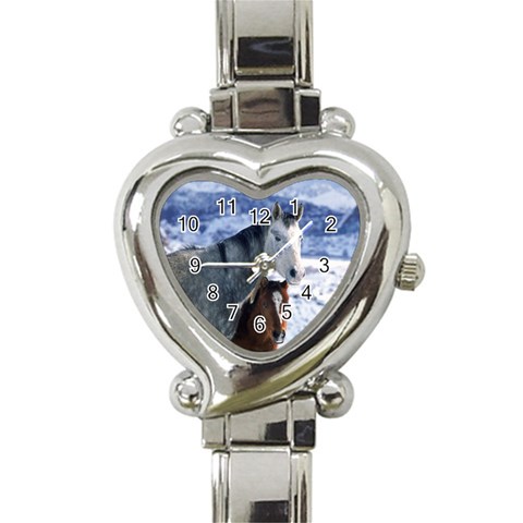 Winter Horses 0004 Heart Italian Charm Watch from ArtsNow.com Front