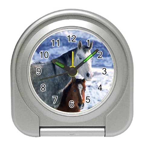 Winter Horses 0004 Travel Alarm Clock from ArtsNow.com Front