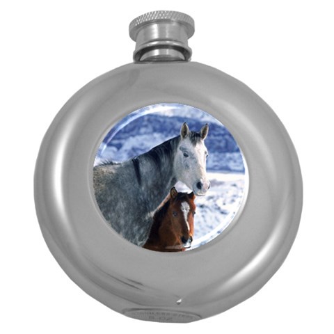 Winter Horses 0004 Hip Flask (5 oz) from ArtsNow.com Front