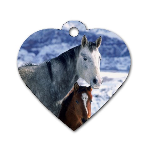 Winter Horses 0004 Dog Tag Heart (Two Sides) from ArtsNow.com Front