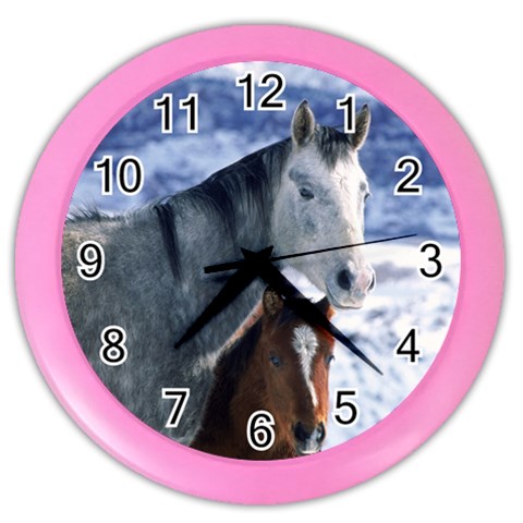 Winter Horses 0004 Color Wall Clock from ArtsNow.com Front