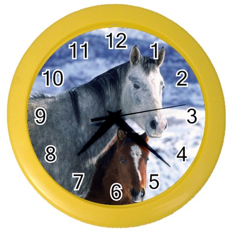 Winter Horses 0004 Color Wall Clock from ArtsNow.com Front