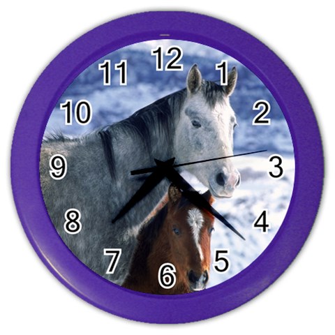 Winter Horses 0004 Color Wall Clock from ArtsNow.com Front