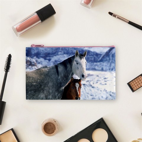 Winter Horses 0004 Cosmetic Bag (Small) from ArtsNow.com Front