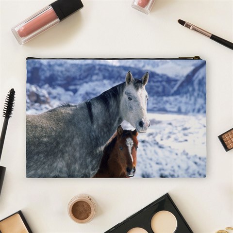 Winter Horses 0004 Cosmetic Bag (Large) from ArtsNow.com Back