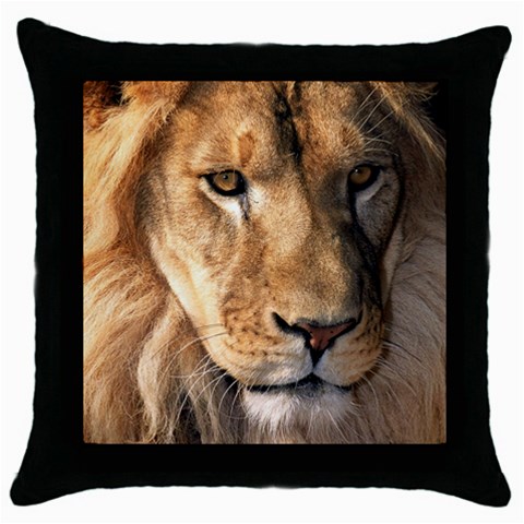 Lion 0008 Throw Pillow Case (Black) from ArtsNow.com Front