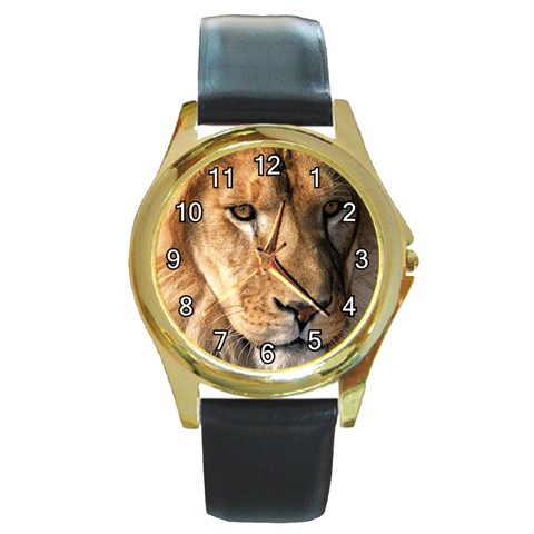 Lion 0008 Round Gold Metal Watch from ArtsNow.com Front