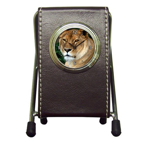 Lioness 0009 Pen Holder Desk Clock from ArtsNow.com Front